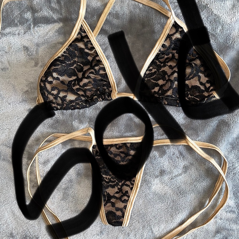 Tan with Black Lace overlay